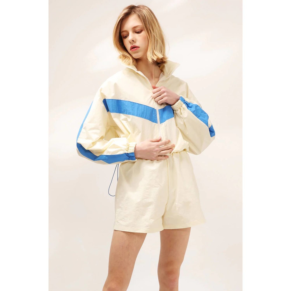Storets Avery Windbreaker Jacket & Shorts Set Ivory Women's S/M NWT